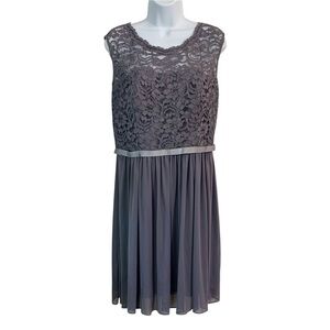 DAVIDS BRIDAL Gray Lace & Chiffon Dress Sz 12